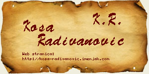 Kosa Radivanović vizit kartica